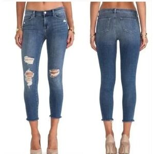 J Brand Jeans Women Size 28 Blue Distressed Raw Hem Fury Cropped Skinny